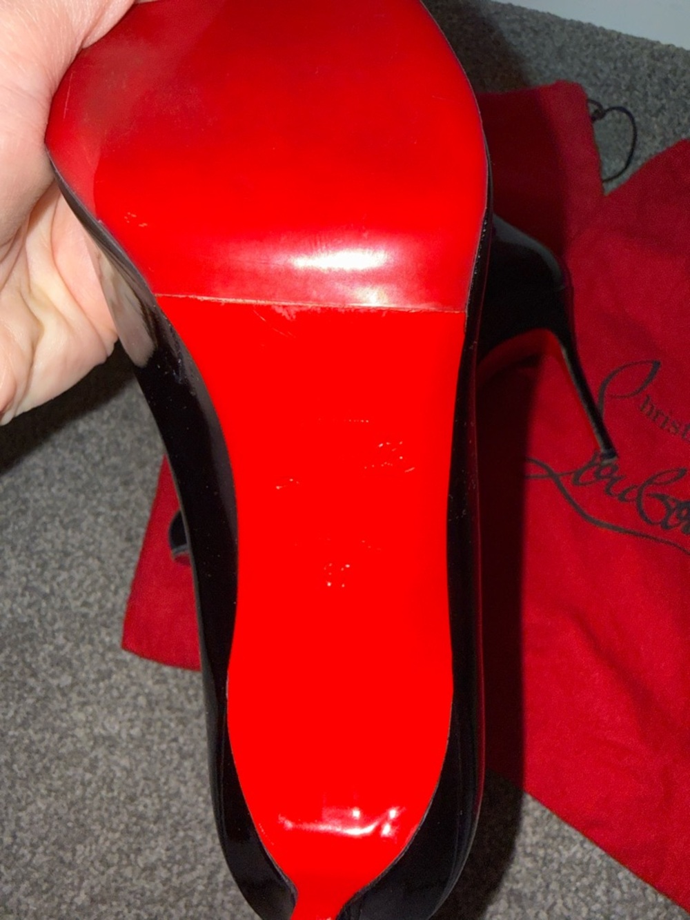 Christian Louboutin Fifi Black Patent Leather Round-Toe Pumps - Picture 4 of 5